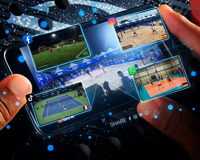 Atleta recebendo e compartilhando o vídeo no app